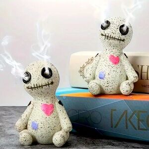 Voodoo Doll Incense Burner Smoking Eyes Cute Little Doll Decor Home Fragrance